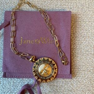 NWT Jane Win Strength Blazing Sun Coin Medallion Necklace